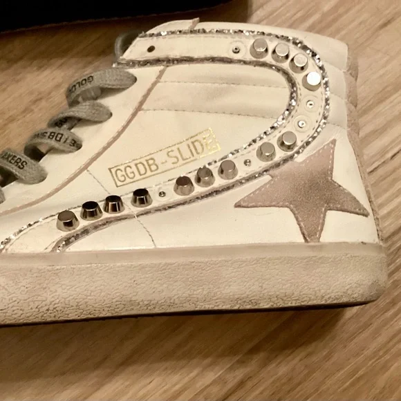 Golden Goose Deluxe Brand GGDB White and Silver High-Top Sneakers - Picture 9 of 16